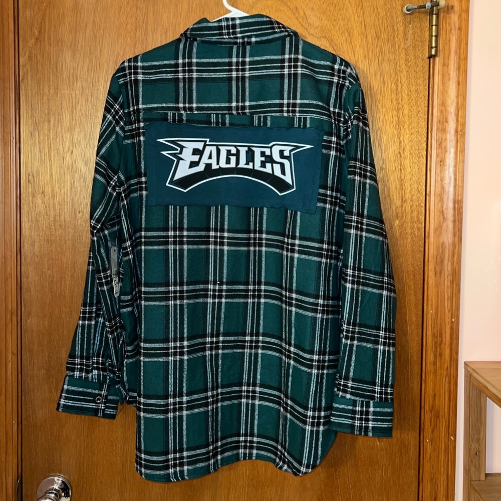 Custom Philadelphia Eagles upcycled flannel shirt